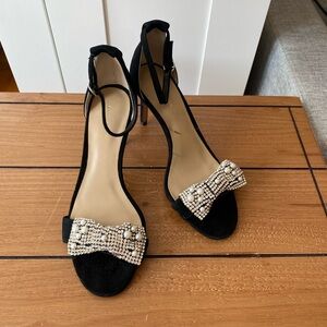 Ann Taylor Black Heels with Pearl Embellishments